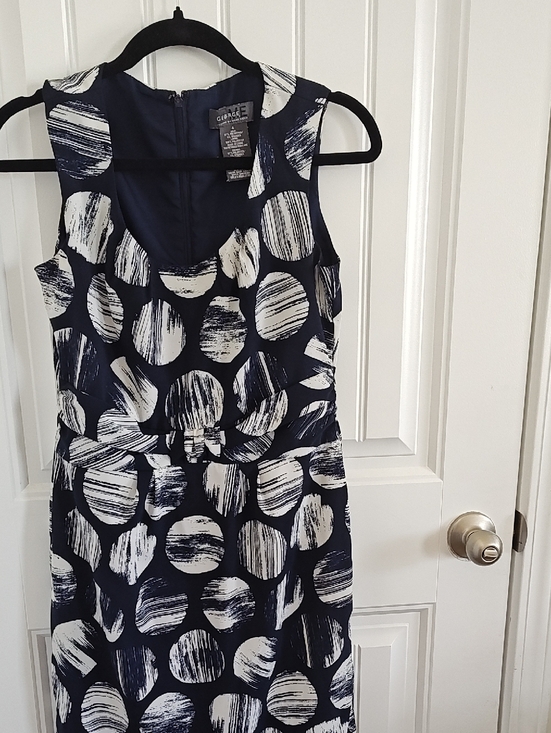 George Dresses & Skirts - George Navy and White Sleeveless Midi Dress with Circular Print Size 4 Lined